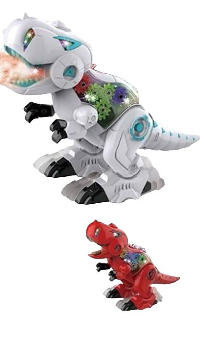 Dinossauro à Pilha com LUZ e SOM Solta Fumaça Branco