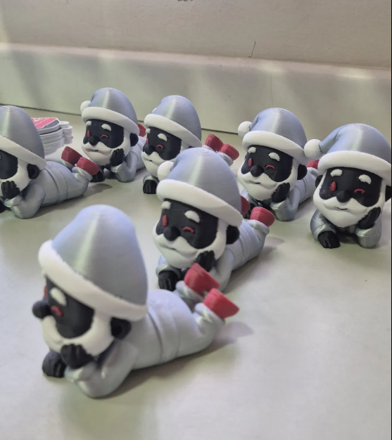 Kit 2 Papai Noel Deitado 8cm Decoração Natal Ecológica 3d