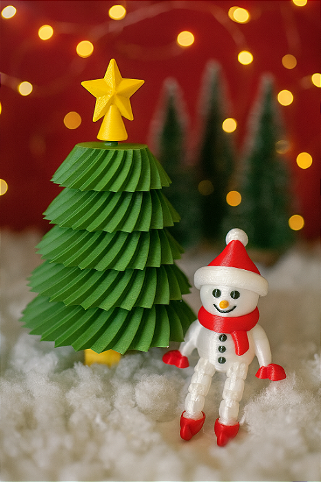 Árvore de Natal 3D Decorativa +Bonecco de Neve Articulado- Moderna- Minimalista- Designer Exclusivo- 2 Tamanhos