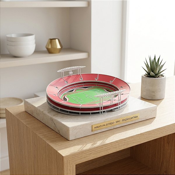 Estádio de Futebol Morumbi SPFC 23cmx7cm Detalhad + Bola Giratória 5 cm