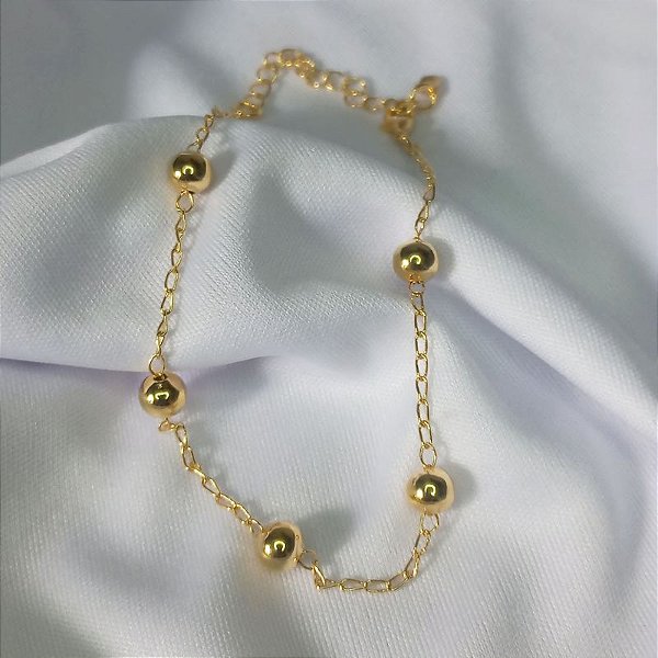 Pulseira de Bolinhas Lisas - Ouro 18K