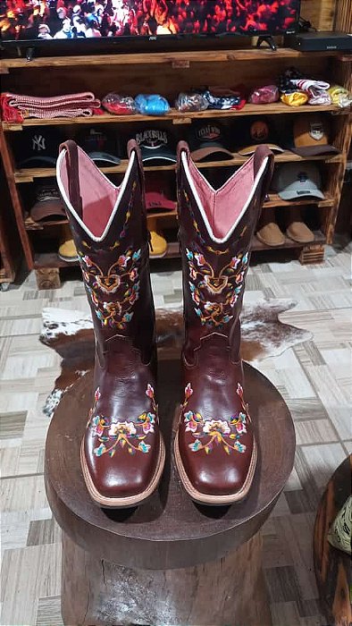 Bota texana feminina floral