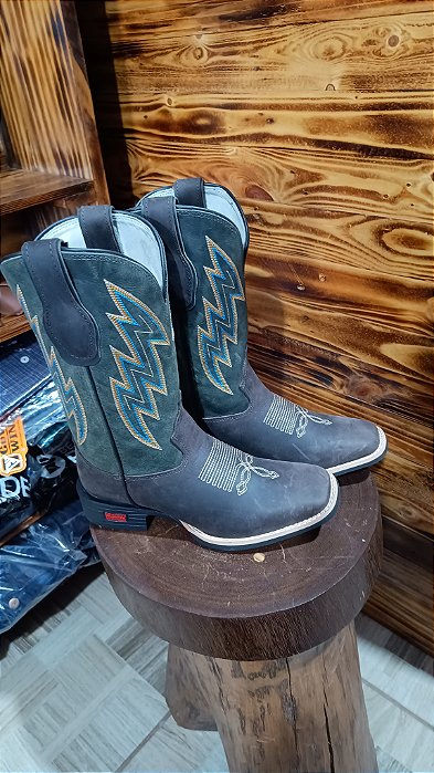 Bota texana couro Grazy horse marrom