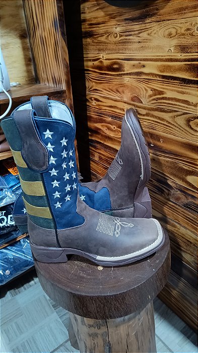 Bota texana cano do brasil, couro Grazy horse