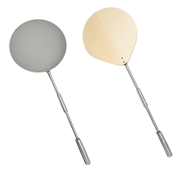 2 Pás de Pizza Inox e Madeira Cabo Inox