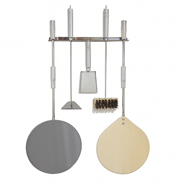 Kit 6 Pá de Pizza Kit Limpeza Suporte Inox Bem Grill