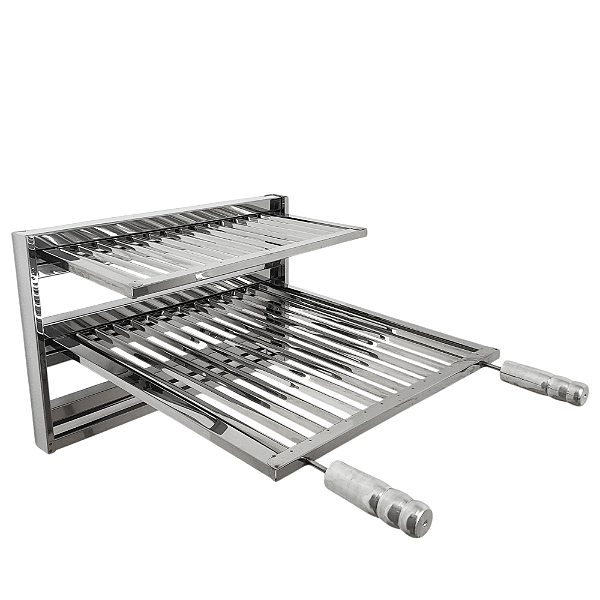 Kit Suporte Suspenso Fixo Aço Inox Com Grelha Churrasqueira