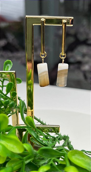 Brinco Sabrina - Pedra Natural Agata