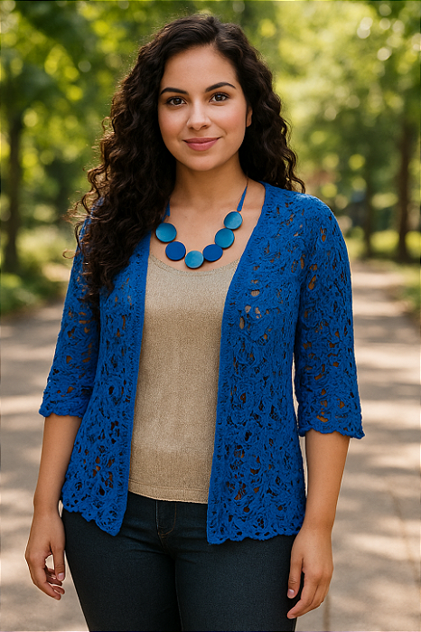 CAMISA RENDA AZUL ROYAL