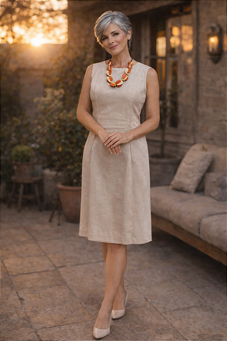 VESTIDO TUBO BEGE