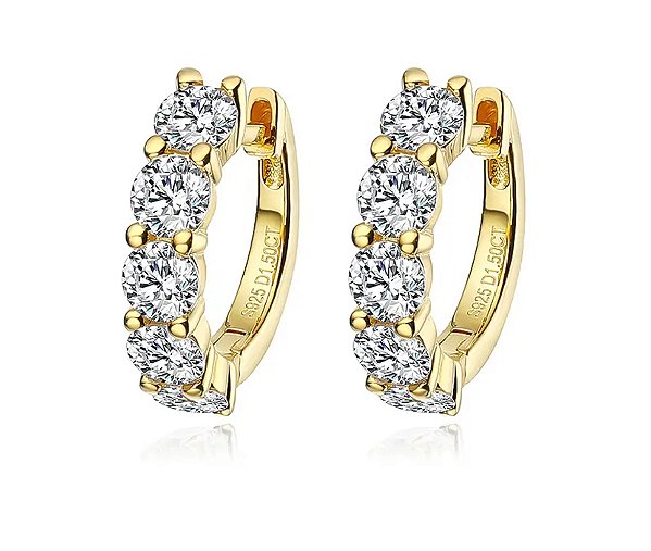 ARGOLA CLASSICA MOISSANITE BANHADA Á OURO