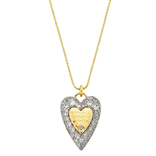 COLAR CORAÇÃO AMOR BANHADO Á OURO