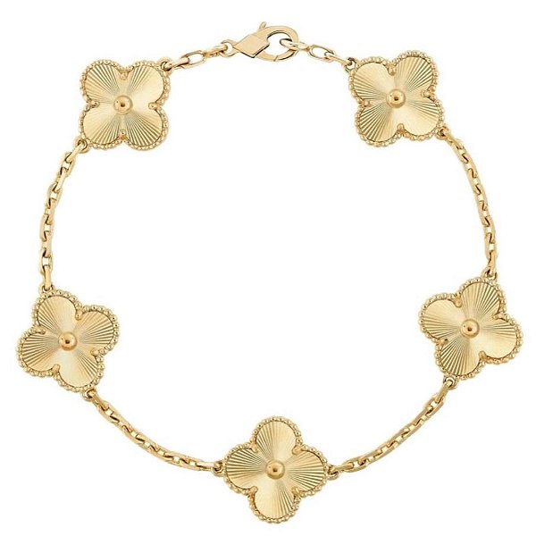 PULSEIRA TREVO DIAMANTADA BANHADA A OURO