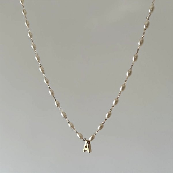 COLAR INICIAL PÉROLA OURO