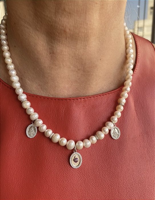 COLAR PÉROLA ÁGUA DOCE SANTO