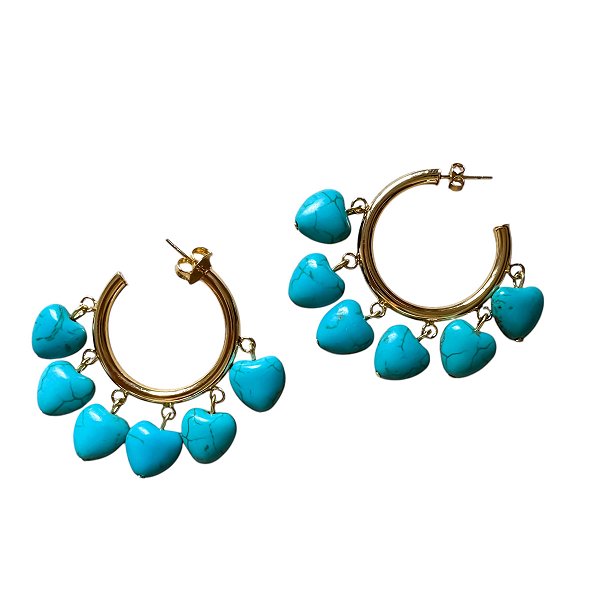 ARGOLA CORAÇÃO TURQUESA