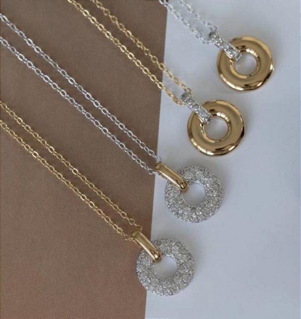 Colar banho ouro cravejado dodo