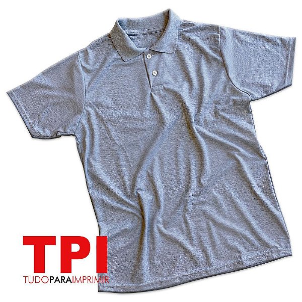 Camisa Gola Polo Cinza Mescla Adulto
