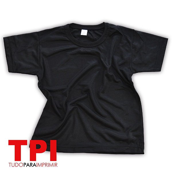 Camiseta Preta Infantil Poliéster