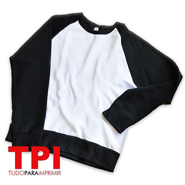 Moletom Raglan Branco/Preto