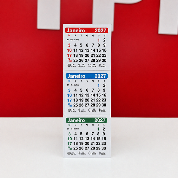 Refil Calendário 5x5cm 2027 - Pct.c/100 un.