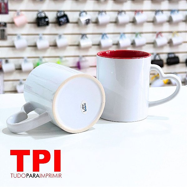 Caneca Coração Alça Branca LiveSub