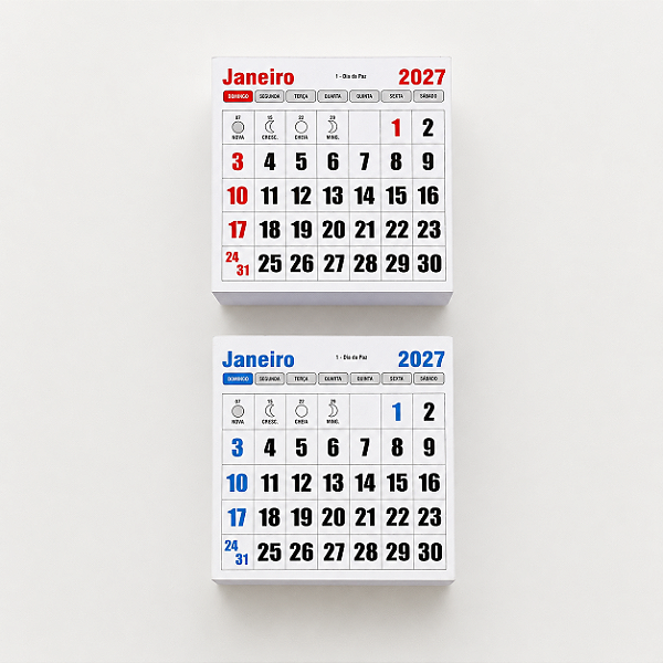 Refil Calendário 2027 - 6x6 - Pct c/50 un