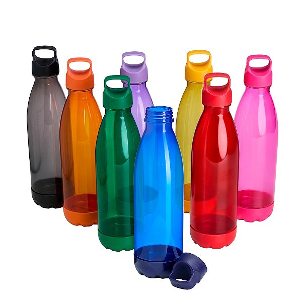 Garrafa Plástica 680ml Tampa com Alça Plástica Fixa e Fundo Removível