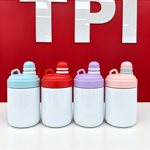 Copo Inox Kawaii Branco 500ml com  Tampa Silione- Live - Ref. 5059