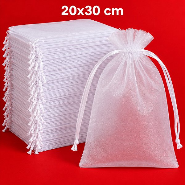 Saquinho de Organza Branco 20x30cm - Pct com 50