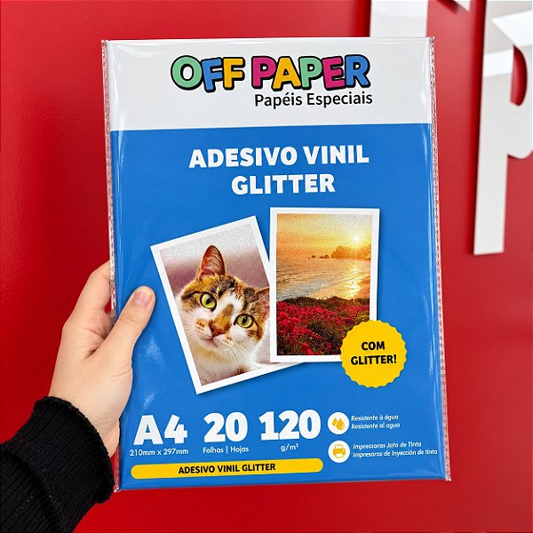 Adesivo Glitter Imprimível Off Paper A4 com 10 folhas