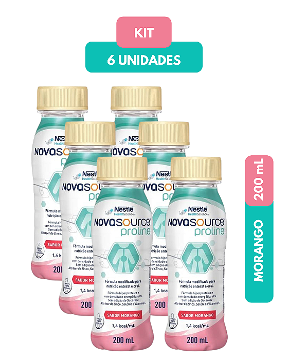 Kit Novasource Proline Morango  200ml 6 unidades