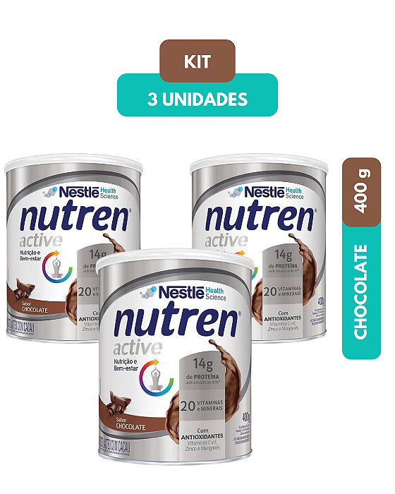 Kit Nutren Active Chocolate 400g 3 unidades
