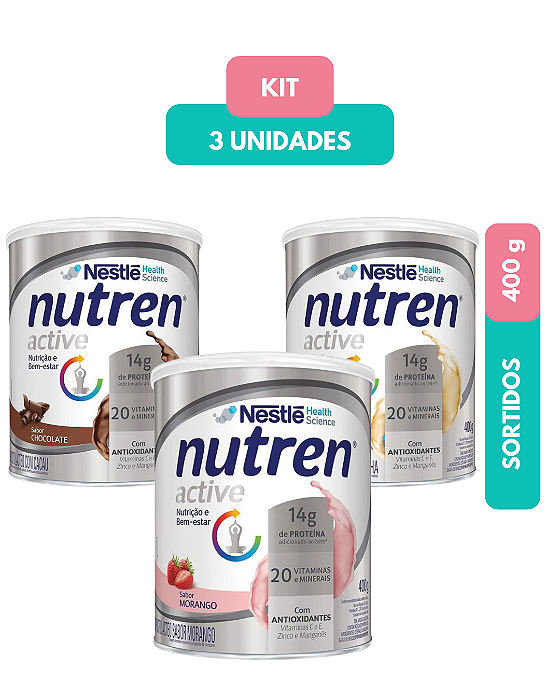 Kit Nutren Active 400g 3 unidades Sabores Sortidos