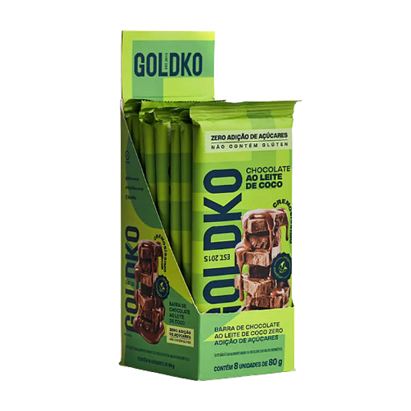 Barra Chocolate ao Leite de Coco Vegano 80g - caixa com 8un