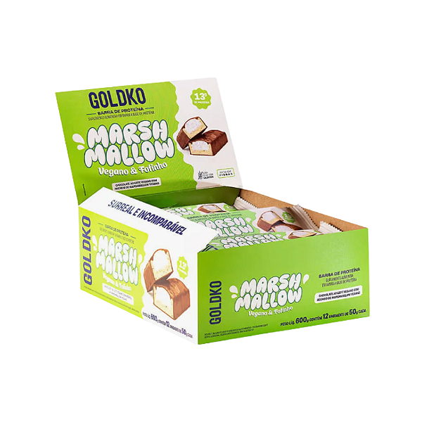 Barra de Proteína Chocolate ao Leite de Coco com Marshmallow Vegano 50g - caixa com 12un