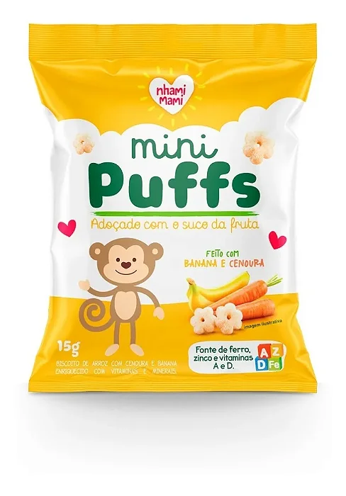 Mini Puffs Banana e Cenoura - caixa com 6un