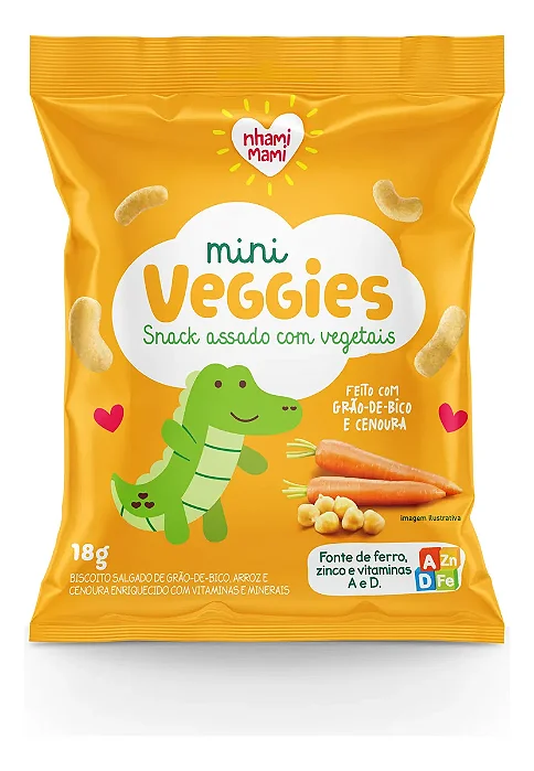 Mini Veggies Grão de Bico e Cenoura - caixa com 6un