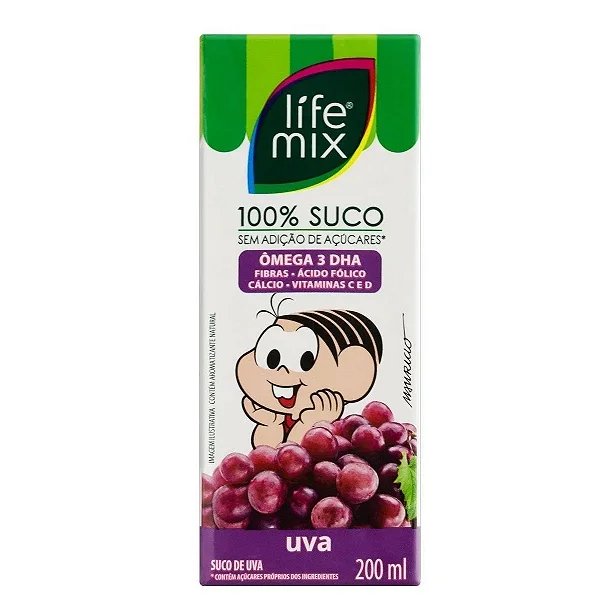 Suco Uva Turma da Mônica Life Mix 200mL - caixa com 10un