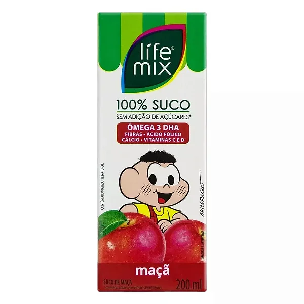 Suco Maçã Turma da Mônica Life Mix 200mL - caixa com 10un