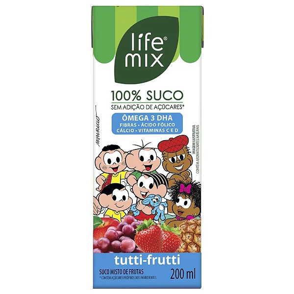 Suco Tutti-Frutti Turma da Mônica Life Mix 200mL - caixa com 10un