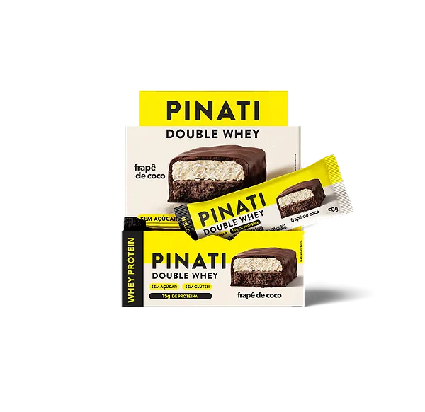 Barra de Proteína Double Whey Frapê de Coco 50g - Display com 12un