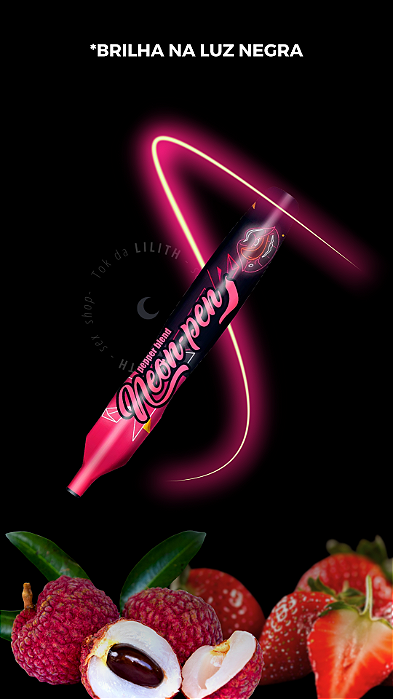 Neon Pen | Caneta Beijável Neon Morango com Lichia