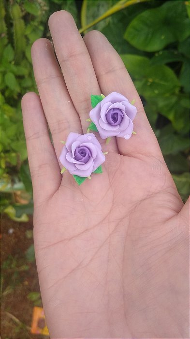 Brinco flor roxa - Mini cute biscuit