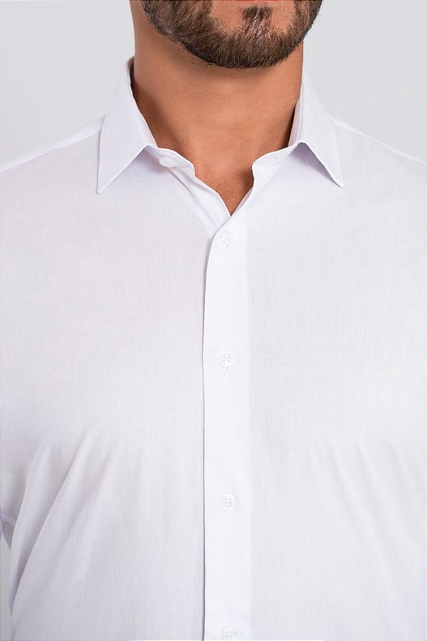 Camisa Social, manga longa, Slim Fit - Cor:Branco