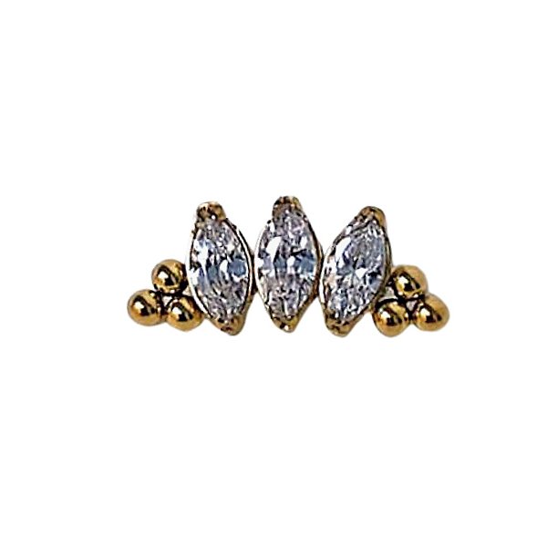 Joia Cluster 3 Navetes - Tit. PVD Gold | Piercing de Orelha
