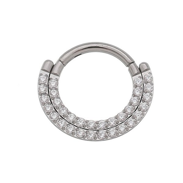 Segmento Cravejado Cristais Duplos | Titânio | Piercing de Argola