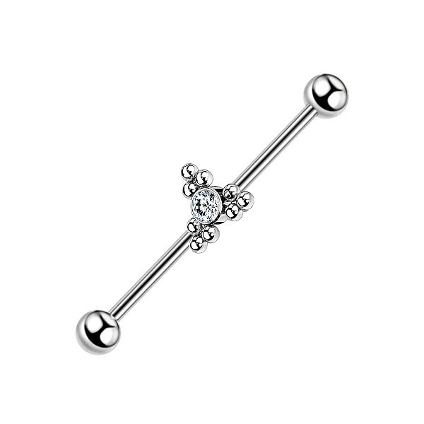Transversal CZ Central - Titânio | Piercing de Orelha