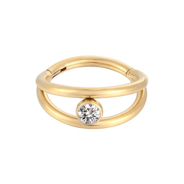 Segmento Duplo com Pedra - PVD Gold