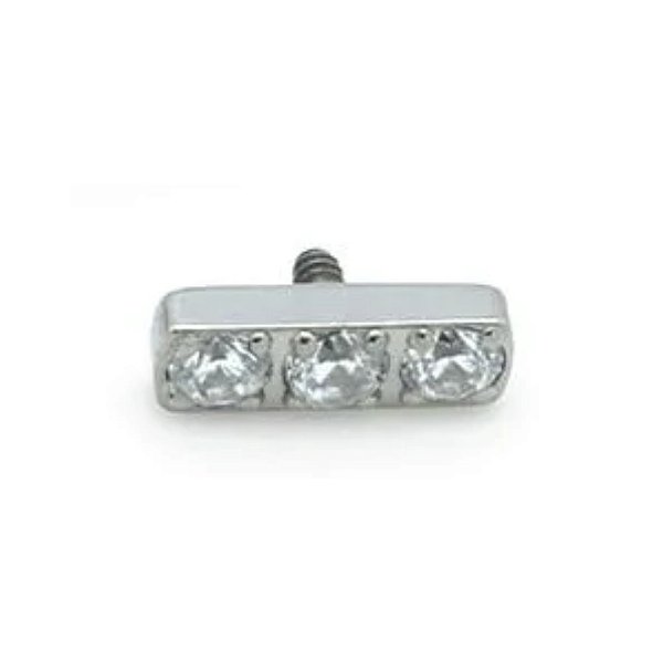 Joia Labret 3 CZ Mini Retângulo | Titânio | Piercing de Orelha